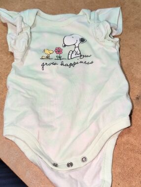 ❤️‍🔥10/$10❤️‍🔥 Baby Garanimals Green Tie-Dye Snoopy Peanuts Onesie Size 3-6M